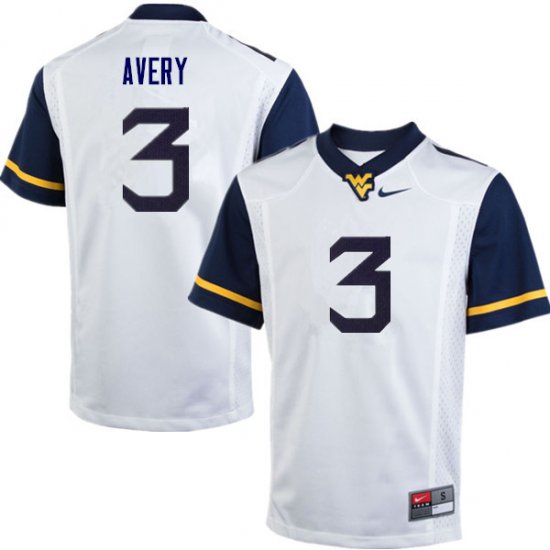 Men's West Virginia Mountaineers NCAA #3 Toyous Avery White Authentic Nike Stitched College Football Jersey KT15W43AP